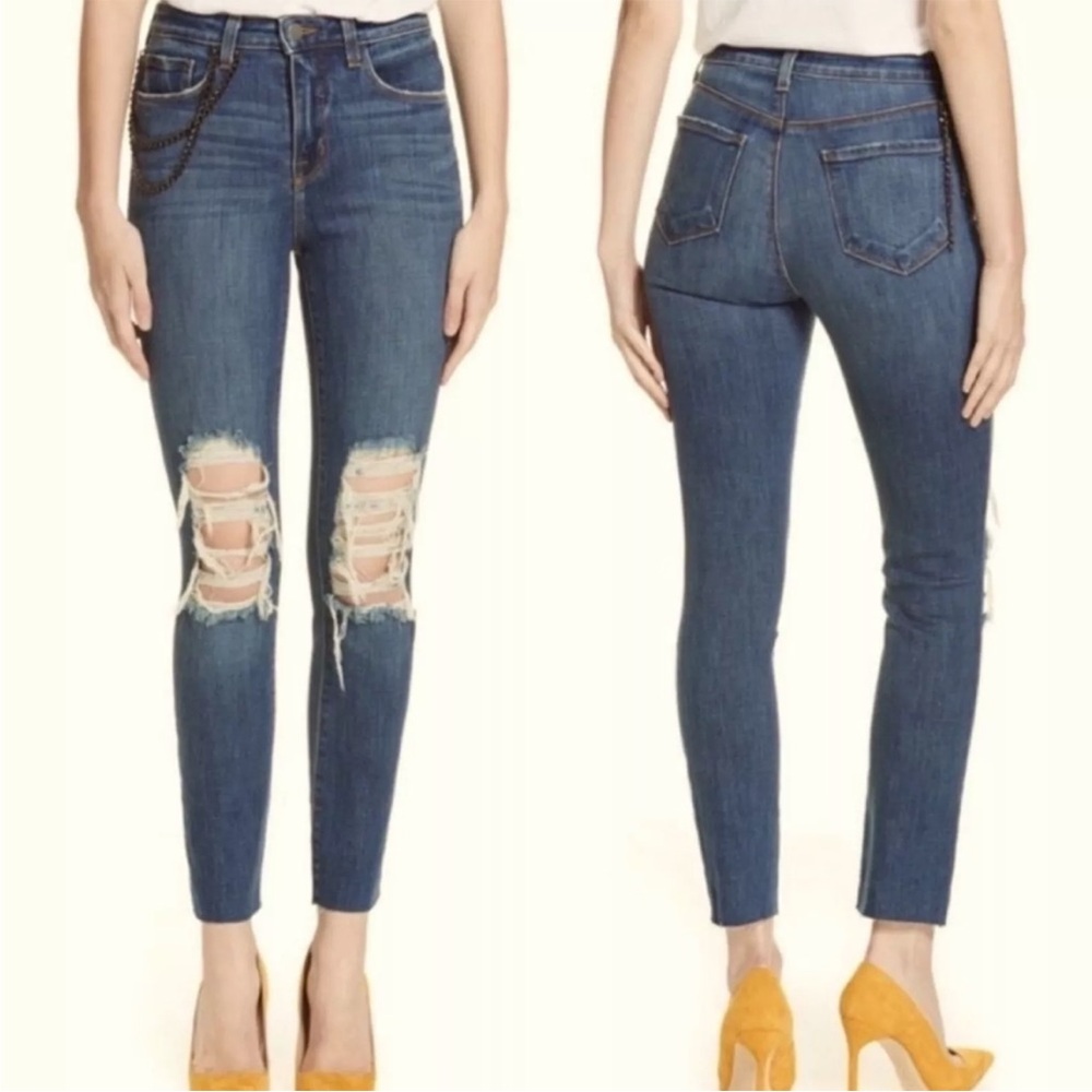 L'AGENCE Luna High Rise Straight Leg Chain detail Jean Size 29